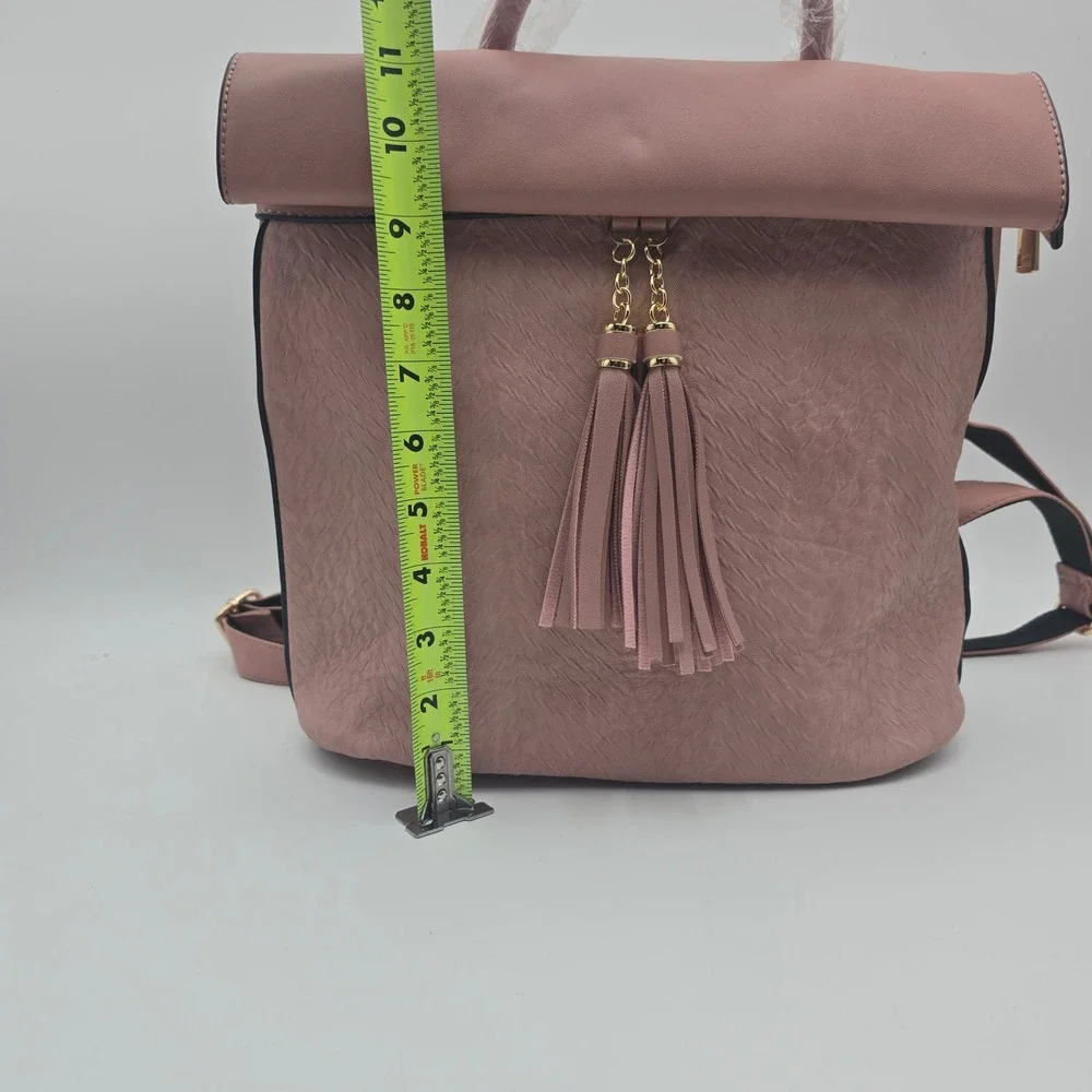 Alyssa Women's Pink Vegan‎ Leather Backpack Convertible Bag